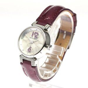 LOUIS VUITTON Tambour Q1214 ruby index lug diamond Quartz Ladies Watch_701655